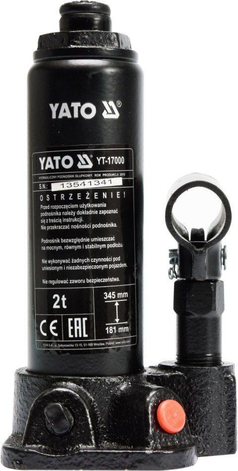 PODNOŚNIK HYDRAULICZNY SŁUPKOWY 2T YATO PODNOŚNIK HYDRAULICZNY SŁUPKOWY 2T YATO