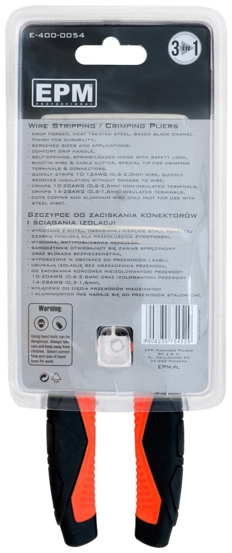 SZCZYPCE DO ZACISKANIA KONEKTORÓW 3W1 190MM INDUSTRIAL GRADE EPM SZCZYPCE DO ZACISKANIA KONEKTORÓW 3W1 190MM INDUSTRIAL GRADE EPM