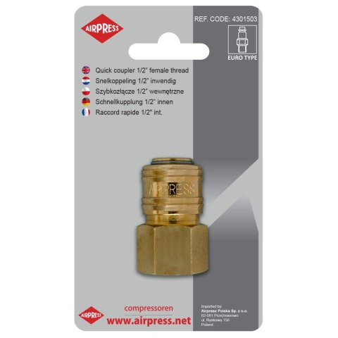 SZYBKOZŁĄCZE Z GWINTEM WEWNĘTRZNYM 1/2'' AIRPRESS SZYBKOZŁĄCZE Z GWINTEM WEWNĘTRZNYM 1/2'' AIRPRESS