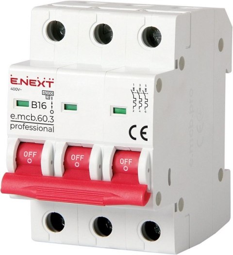 WYŁĄCZNIK NADPRĄDOWY MCB.PRO60 3P B16A 6KA ENEXT WYŁĄCZNIK NADPRĄDOWY MCB.PRO60 3P B16A 6KA ENEXT