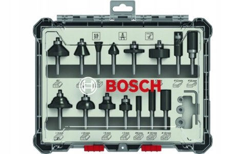 ZESTAW FREZÓW 15 SZT. UCHWYT 8MM BOSCH ZESTAW FREZÓW 15 SZT. UCHWYT 8MM BOSCH
