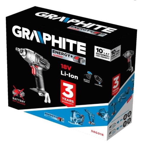 KLUCZ UDAROWY AKUMULATOROWY ENERGY 18V LI-LON GRAPHITE KLUCZ UDAROWY AKUMULATOROWY ENERGY 18V LI-LON GRAPHITE