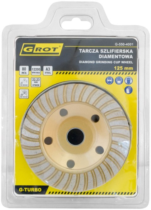 TARCZA SZLIFIERSKA DIAMENTOWA G-TURBO 125MM GROT TARCZA SZLIFIERSKA DIAMENTOWA G-TURBO 125MM GROT