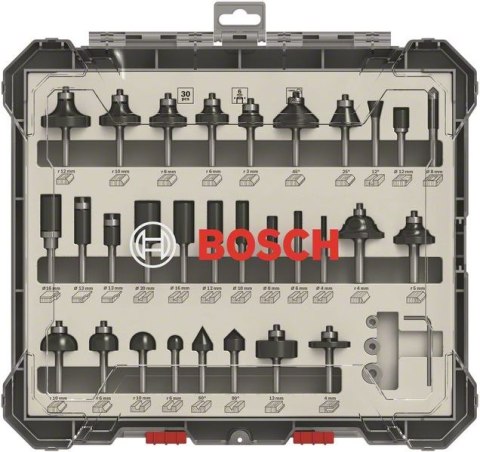 ZESTAW FREZÓW 30 SZT. UCHWYT 6MM BOSCH ZESTAW FREZÓW 30 SZT. UCHWYT 6MM BOSCH